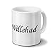Produktbild Tasse mit Namen Willehad - Motiv Chrom-Schriftzug - Namenstasse, Kaffeebecher, Mug, Becher, Kaffeetasse - Farbe Weiß