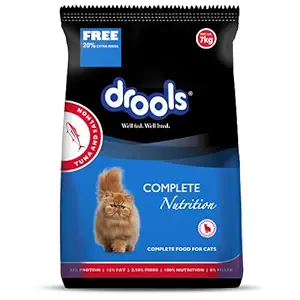 Drools Tuna & Salmon Adult Cat Food, 7kg (+20% Extra Free Inside)