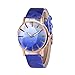 Produktbild Uhren, erthome Armbanduhren Frauen Mädchen  Populäre graduelle Farbskala Convex zwei Farbe Damenuhr Lederband Armbanduhren (Blau)