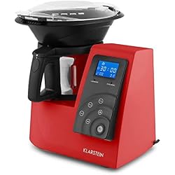 Klarstein Kitchen Hero - appareil de cuisine universel, cuiseur vapeur, moteur 600 W, élément chauffant 1300 W, 9 en 1, fonction turbo, 4 programmes, livre de recettes, écran tactile, rouge