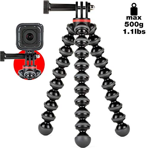 JOBY GorillaPod 500 Action, Mini Treppiede Flessibile con Attacco a Snodo per GoPro, 360° e Altre Action Camera, Portata Max 500 g, JB01516-BWW
