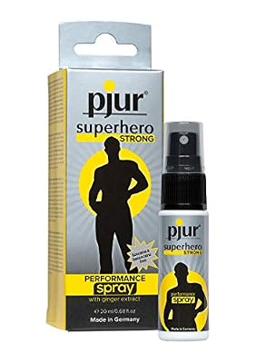 pjur superhero STRONG performance spray - Spray retardant très concentré pour homme - À l'extrait de gingembre - Pack de 1 (1 x 20 ml)