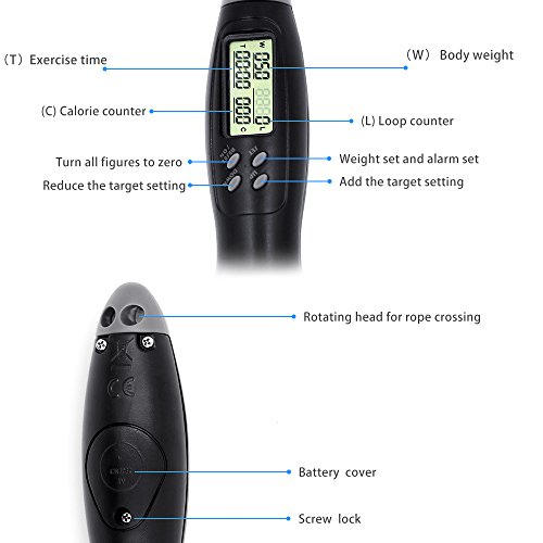 Mocent Springseil, verstellbar Kalorien Zähler Jump Springseile, Alarm Reminder Gewicht Rahmen Profi Springseil mit LCD-Display für Lady,Erwachsene,Kinder - 4