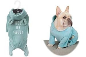 HXSCOO Pyjama for Chien en Coton Doux Bleu, Combinaison for Chien, Sweats à Capuche for Bouledogue français/Bouledogue Anglais/American Pit Bull Terrier (Color : Blue, Size : XXL)