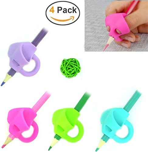 4PCS Pencil Grips, 2018 New Original Breakthrough Design, Ergonomic Rubber Writing Correction Device Aid Pencil Grip for Kids Children Adults Handwriting