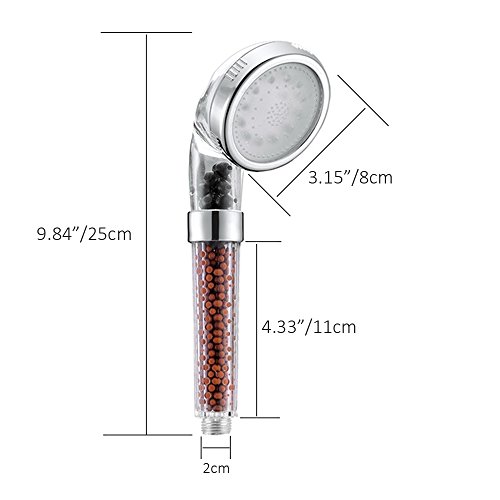 LED Handbrause ,Duschkopf, Marsoul LED Wassertemperaturgesteuert 3 Farbwechsel Doppelfiltration Massage Spa Duschkopf (25*8cm, 3 Farbe) - 4