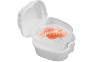 EHOTER Boîte De Rangement Pour Fausses Dents Boîte De Réception De Prothèses Dentaires En Plastique Avec Filtre étui Orthodontique Pour Dentie Portable Et Facile à Transporter (Blanc)