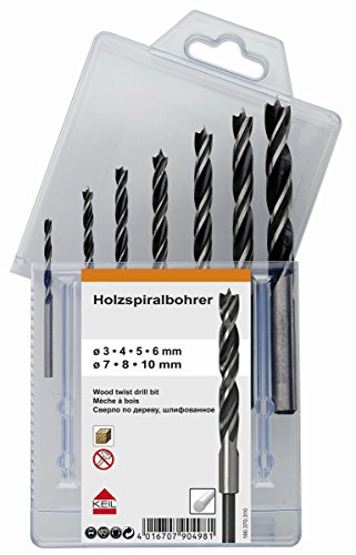 KEIL 180 370 310 Holzspiralbohrersortiment 7-teilig, Ø 3,0 / 4,0 / 5,0 / 6,0 / 7,0 / 8,0 / 10,0 mm, in MultiPack