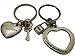 Produktbild Bronze Liebende Paare 2 stk. Herz Schloss & Schlüssel mit Inschrift Metall Emaille Schlüsselanhänger Handtasche Charm Geschenk uk-verkäufer - verschickt aus London nur von fat-catz