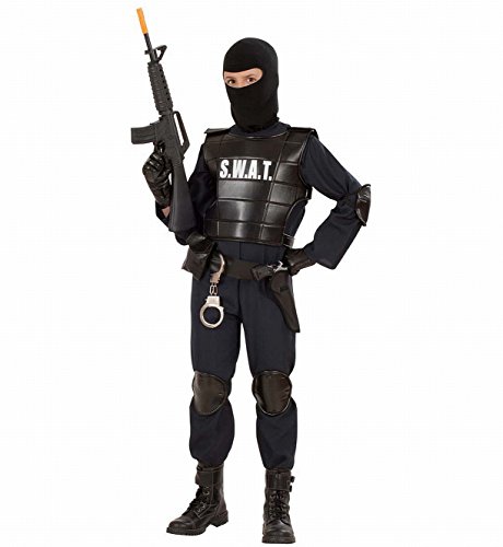Widmann 5534 – Kinderkostüm S.W.A.T Officer Anzug mit Weste, Gürtel, Maske, Knie- und Ellenbogenprotektoren - 2