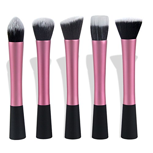 Goliton® 5PCS Professional Powder Brush Liquid Foundation Brush Cosmetic Make up Brush Set - Pink
