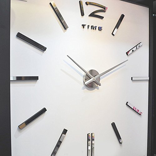 Silberne Riesen Designer Wanduhr Wohnzimmer Dekoration Wandtatoo XXL 3D aus Acryl - 3