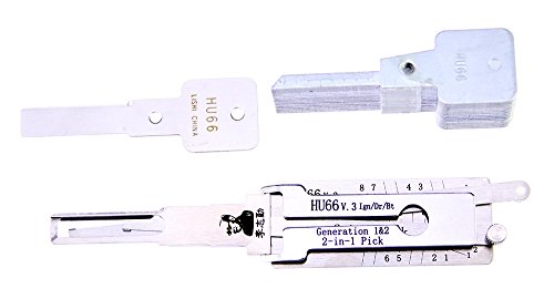 DBH Lishi 2-en-1 voiture Pick et outil de décodeur Auto Lock Pick Set, outil professionnel de serrurier (HU66)