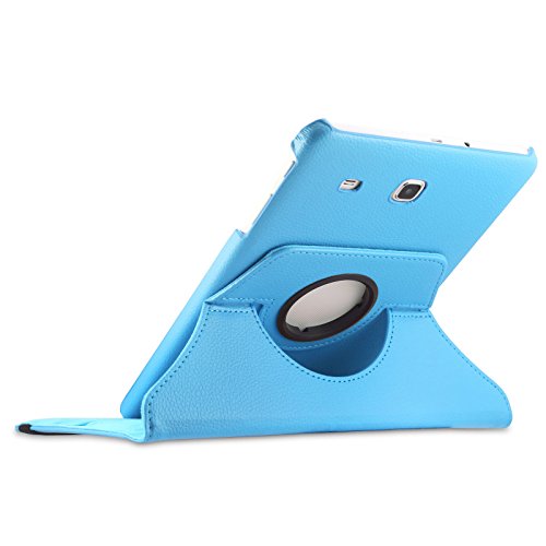 Infiland Samsung Galaxy Tab E 9.6 Hülle Case – PU Ledertasche lederhülle 360° Drehbarer Stand Cover Case Schutzhülle Tasche Etui für Samsung Galaxy Tab E T560N / T561N 24,3 cm (9,6 Zoll) Tablet-PC(Hellblau) - 3