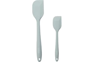 The Great British Bake Off Silicone Spatula Set 2 x Soft Plastic Dough Scrapers for Baking and Cooking with Non Stick Pans, Heat Resistant Kitchen Utensils with Official GBBO Branding, Duck Egg Blue
