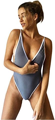 Women Swimsuit,Winwintom One Piece Sexy Women Ladies V Neck Thong Bikini Monokini Swimsuit Swimwear Bathing Beachwear (Gray, S)