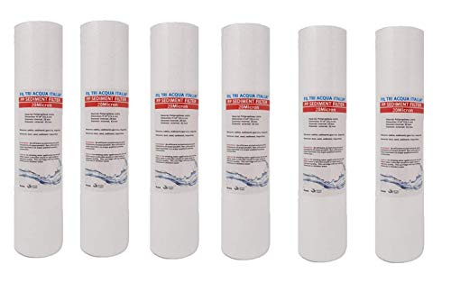 Cartouche filtre à sédiments 10 pouces microns 20 pour osmose inverse Purificateur d'eau Set 6 pièces