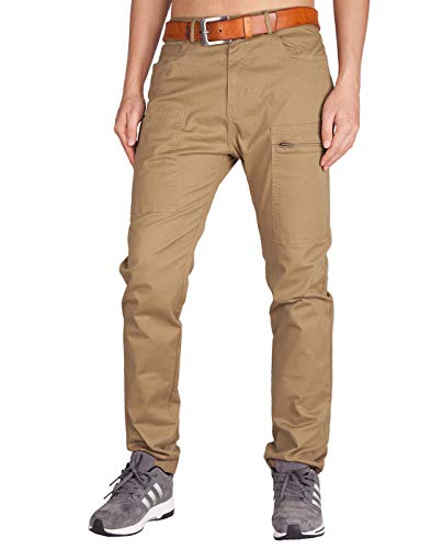 Italy Morn Uomo Chino Cargo Pantaloni Khaki per Sportivo Allenamento (34, Cachi Scuro)