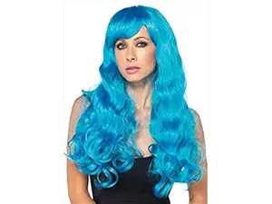 KRIWIN Bright Blue Color Synthetic Long Hair Wig(20