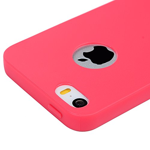 Funda iPhone SE  iPhone 5S Carcasa Silicona Gel Mate   Vidrio Templado Protector de Pantalla - Mavis s Diary Case Ultra Delgado TPU Goma Flexible Cover para iPhone 5 5S SE - rojo