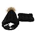 Produktbild Happy Event Baby Winter Warm Kleinkind Strickmütze Haar Ball Kinder Mädchen Jungen Hut Cap + Schal (Schwarz)