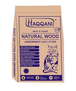 Haqqani Natural Wood 10 kg Cat Litter with Super Absorbency (Non Clumping Natural Wood pellets)