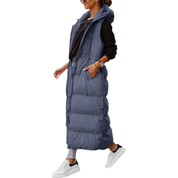 Produktbild von AaaozKjie Daunenweste Damen Lang Damen Steppweste ärmellose Weste, Gepolsterter Mantel, Winteroberbekleidung Weste Damen Lang Steppweste Damen Lang (Black, XL