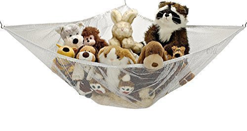 Huijukon Jumbo Toy Hammock Net Organizer Corner Stuffed Animals Toy Storage Holder Baby Teddy Mesh Hammock Kids Soft Toy Collections for Nursery Bedroom Bathroom Playroom
