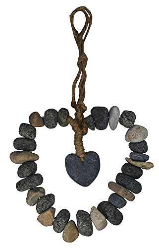 khevga Stein-Deko Deko-Hänger Steinherz – großes Herz aus Stein zum hängen (Steinherz einzeln) - 2