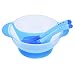 Greencolourful Practical Baby Suction Bowl Children Feeding Bowl with Sucker Bottom and Heat Sensing Feeding Spoons and a Fork(Blue)