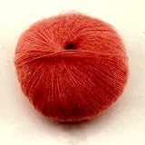 Ideal para Punto y Ganchillo Mohair Angora Ovillo de Lana Punto Ganchillo Hilo Bolas 25g Suave Natural Hilos Madeja Hilo Colores Variados Croché a Mano y Lavable a Máquina (Rojo) - Rojo, free size