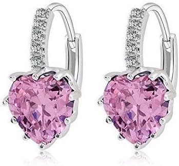 Charming Women's Sterling Silver Ear Hoop Earrings Ear Stud Pink