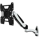 HFTEK® GST202 White Monitor Desk Stand Holder Monitor Wall Bracket Wall Mount for Monitor Screen 32 37 40 42 Inch with VESA 75 / 100 / 200 with gas spring arm (GST202 White)