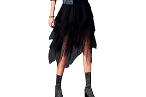 YILEEGOO Women's Tulle Skirt High Waist Tiered Layered Mesh Ballet Prom Party Tulle Tutu A-line Midi Skirt
