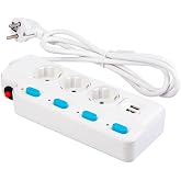 Rt-05 Termal Akım Korumalı 2500W 10 Amper 3 l&uuml; Priz 1.5 Metre Uzatma Kablosu &Ccedil;oklu Priz 2 Usb &Ccedil;ocuk Korumalı