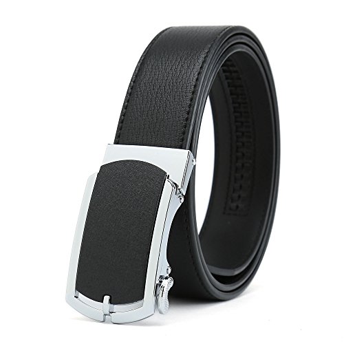 Gurscour Belts for Men Ratchet Sliding Buckle Leather Belt Automatic Lock Width 35mm 1.4" Black L(Wa Gurscour Belts for Men Ratchet Sliding Buckle Leather Belt Automatic Lock Width 35mm 1.4" Black L(Wa