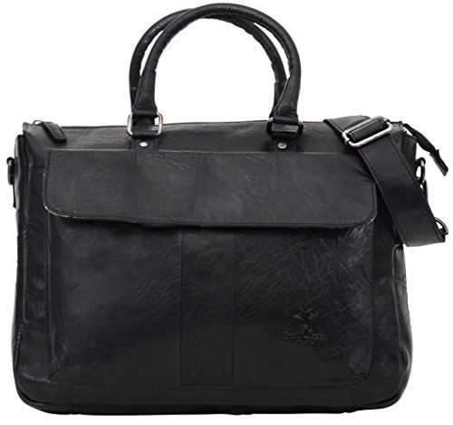 Gusti Leder studio „Porter“ große elegante Laptoptasche 15,4″ Notebooktasche Arbeitstasche Lehrertasche Aktentasche Businesstasche Bürotasche Herrentasche Damentasche Notebooktasche Schwarz 2B17-20-6 - 6