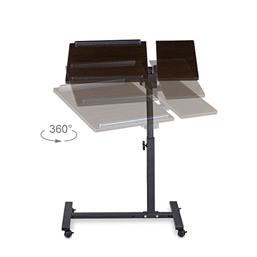 Relaxdays Laptoptisch höhenverstellbar HBT 95 x 60 x 40 cm Notebook Ständer auch für Linkshänder Sofatisch Beistelltisch mit Rollen und Ablage für Maus mit 2 Stopp-Leisten, Ebenholz, schwarz - 5