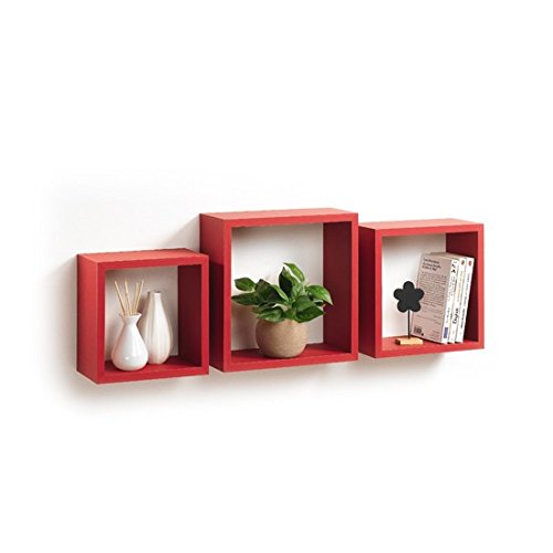 Modul'Home 6RAN789RO Cube Gigogne de Rangement Panneau/MDF Rouge 11,8 x 30 x 30 cm