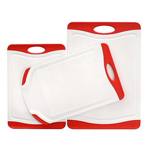 ProCook Colourpro Schneidebrett rutschfest Set, 3-teilig rot
