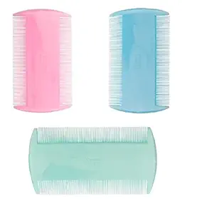 LILY Wide Teeth Lice and Dandruff Hair Combs for Men and Women - Pack of 3