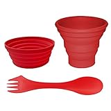 Versátil – esta taza de silicona y cuenco de silicona pueden soportar temperaturas frías y calientes; es apta para microondas, congelador y lavavajillas, recibirá un tenedor-cuchara de plástico (spork se envía como un regalo); un set para uso de hogar inteligente o cualquier actividad al aire libre.