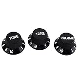 volume poti gitarre Vintage style Strat Knopf Set 1 Volume+2 Tone in Schwarz Potiknopf