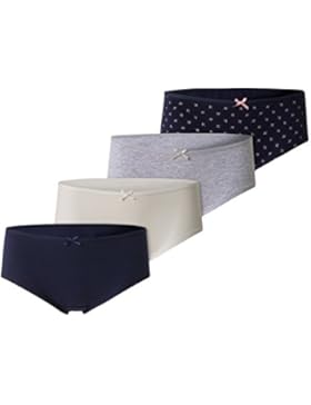 C&A Damen Hipster Unterhosen Unterwäsche 4-er Pack Multipack Bio - Baumwolle gemustert bunt
