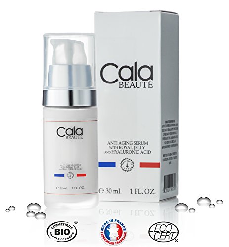 Cala Beaute Anti Ageing Serum To Plump, Lift, Tighten and Rejuvenate Skin With Hyaluronic Acid, Hydrates Brightens Face Neck, Eye Area and Decollete, Deeply Penetrating Anti Wrinkle With Royal Jelly