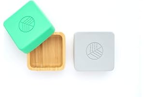 Eco Rascals Bamboo Snack Pots | Eco-Friendly, Reusable Bamboo Containers for Kids' Snacks | Baby and Toddler Friendly Storage Pots | Pack of 2 - Grey and Pink Lid (Green)