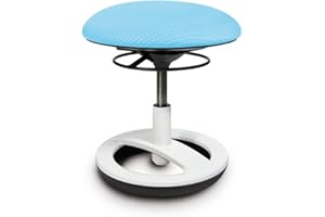 Topstar SU83BT6 Sitzhocker Sitness Bobby für Kinder, Standfußring Alu weiß lackiert, Stoff, Aquarius blau