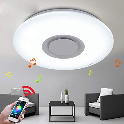 Preisvergleich Produktbild 36 Watt LED Deckenleuchte Integrierte Bluetooth Musik Lautsprecher Deckenleuchte Moderne Weiße Runde Acryl Deckenbeleuchtung Für Schlafzimmer Restaurant Wohnzimmer Esszimmer & Oslash; 50 cm Dimmen 300
