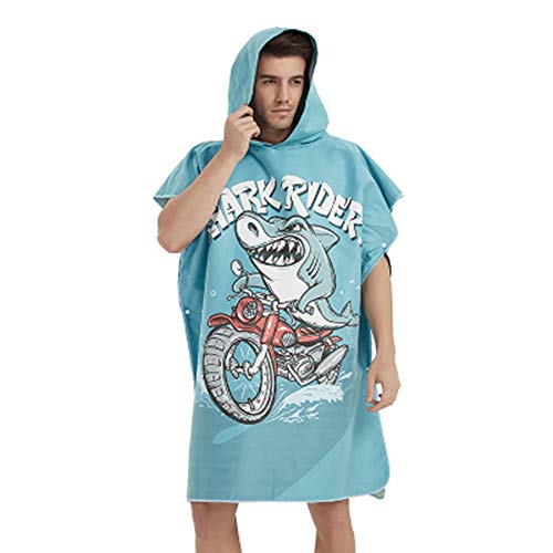 Preisvergleich Produktbild BESTSOON Motorhaifisch Erwachsener kann Badetuch tragen Schnell trocknender Bademantel Mikrofaser Handtuch Schwimmen Tauchen Strand Leichte Kapuzen-Bademantel (Farbe : Schwarz, Größe : Einheitsgröße)