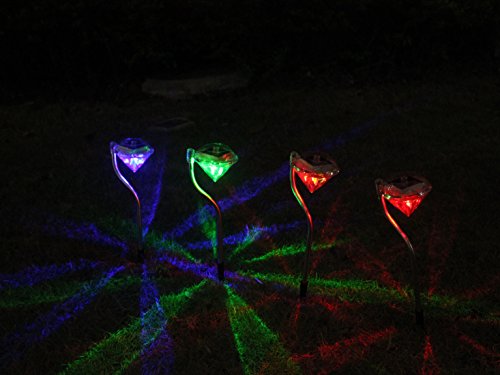 NordSd Solarlampe mit 4er-Set , Farbwechsel Edelstahl Diamant LED Solarleuchten Garten stecker Laternen - 4